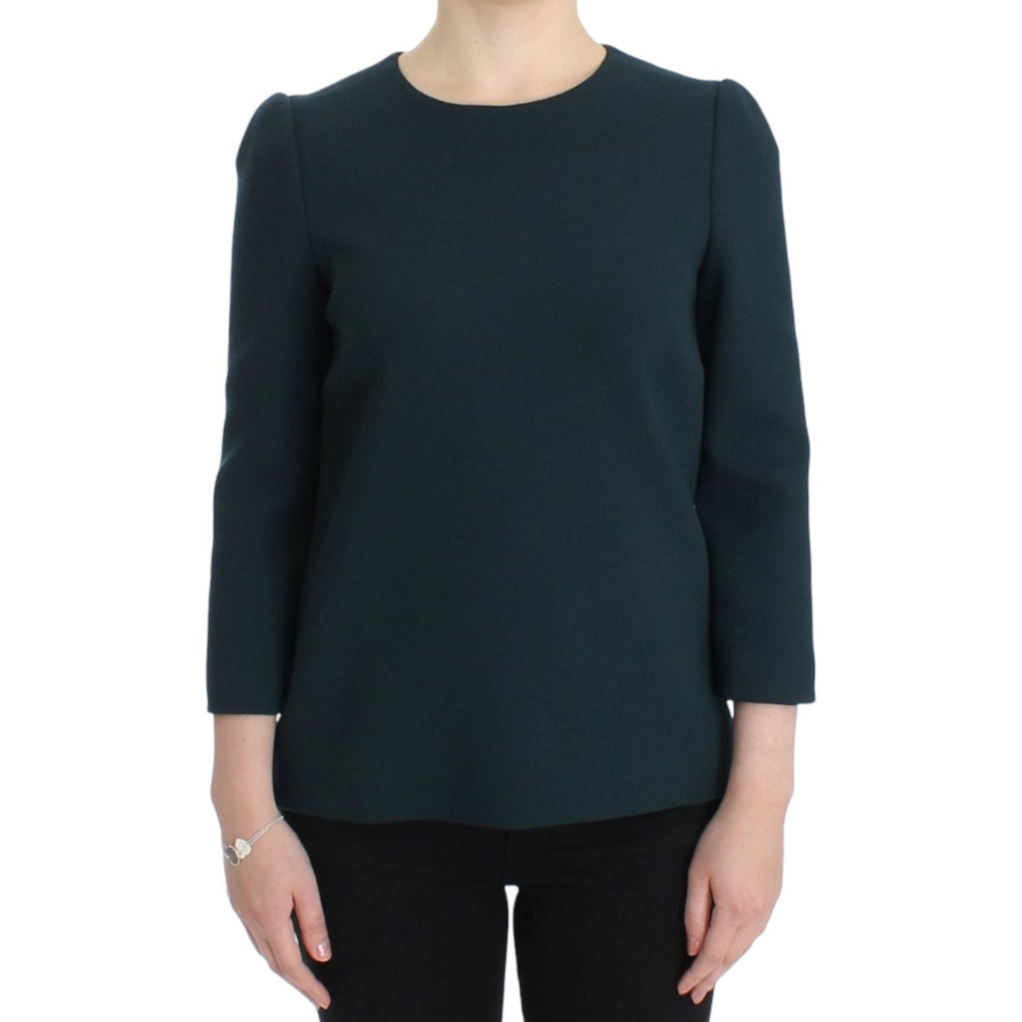 Dolce & Gabbana Green 3/4 sleeve wool blouse Dolce & Gabbana
