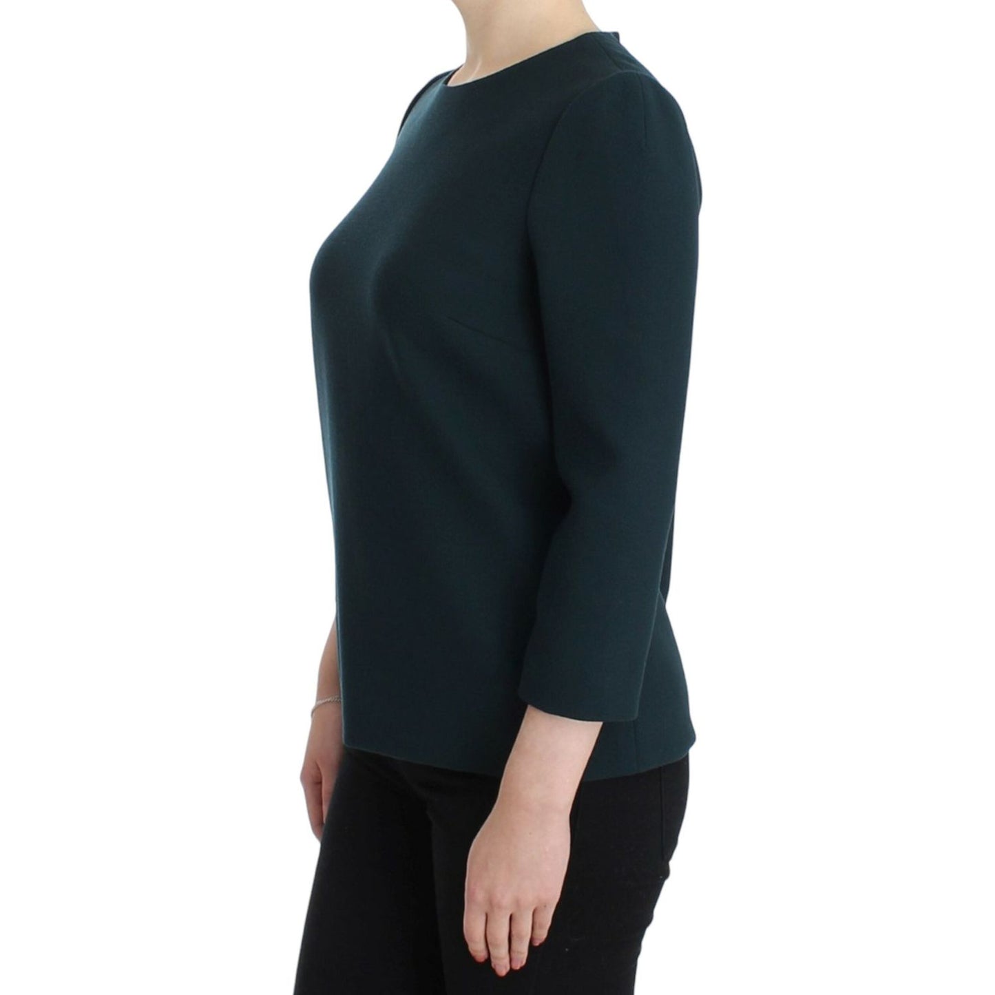 Dolce & Gabbana Green 3/4 sleeve wool blouse Dolce & Gabbana