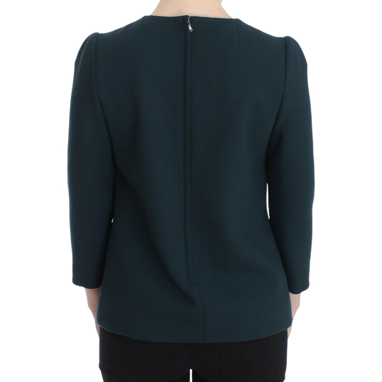 Dolce & Gabbana Green 3/4 sleeve wool blouse Dolce & Gabbana