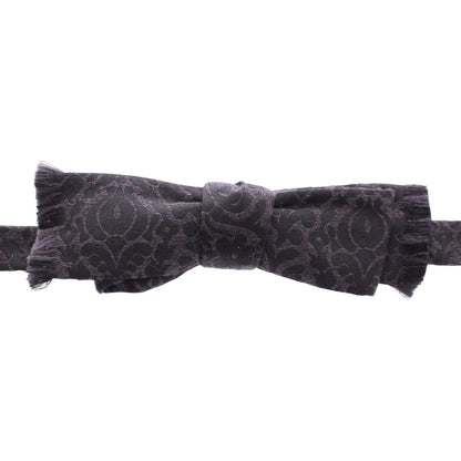 Dolce & Gabbana Gray Black Wool Silk Bow Tie Dolce & Gabbana