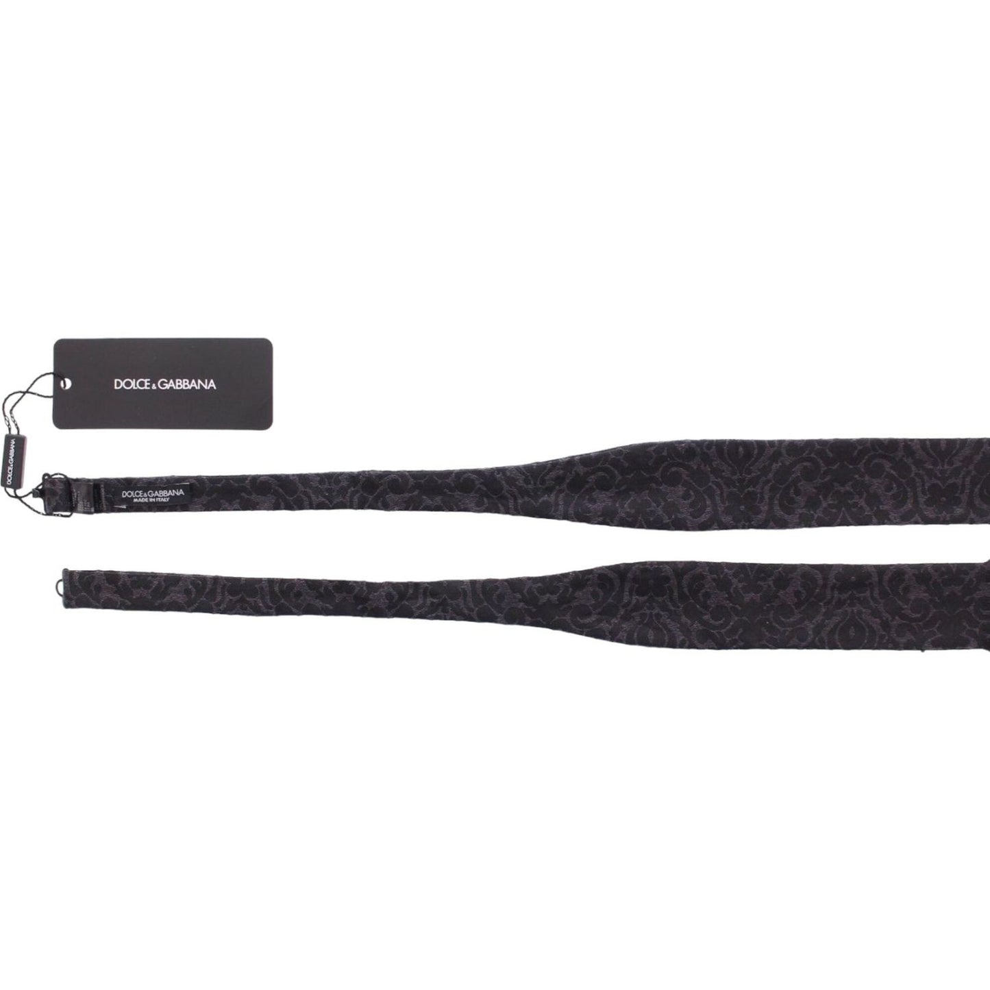 Dolce & Gabbana Gray Black Wool Silk Bow Tie Dolce & Gabbana