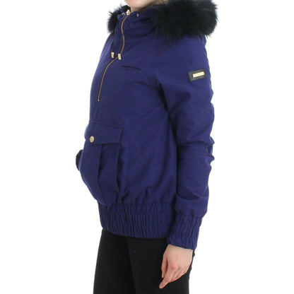GF Ferre Blue Padded Jacket Hooded Short K-Way GF Ferre