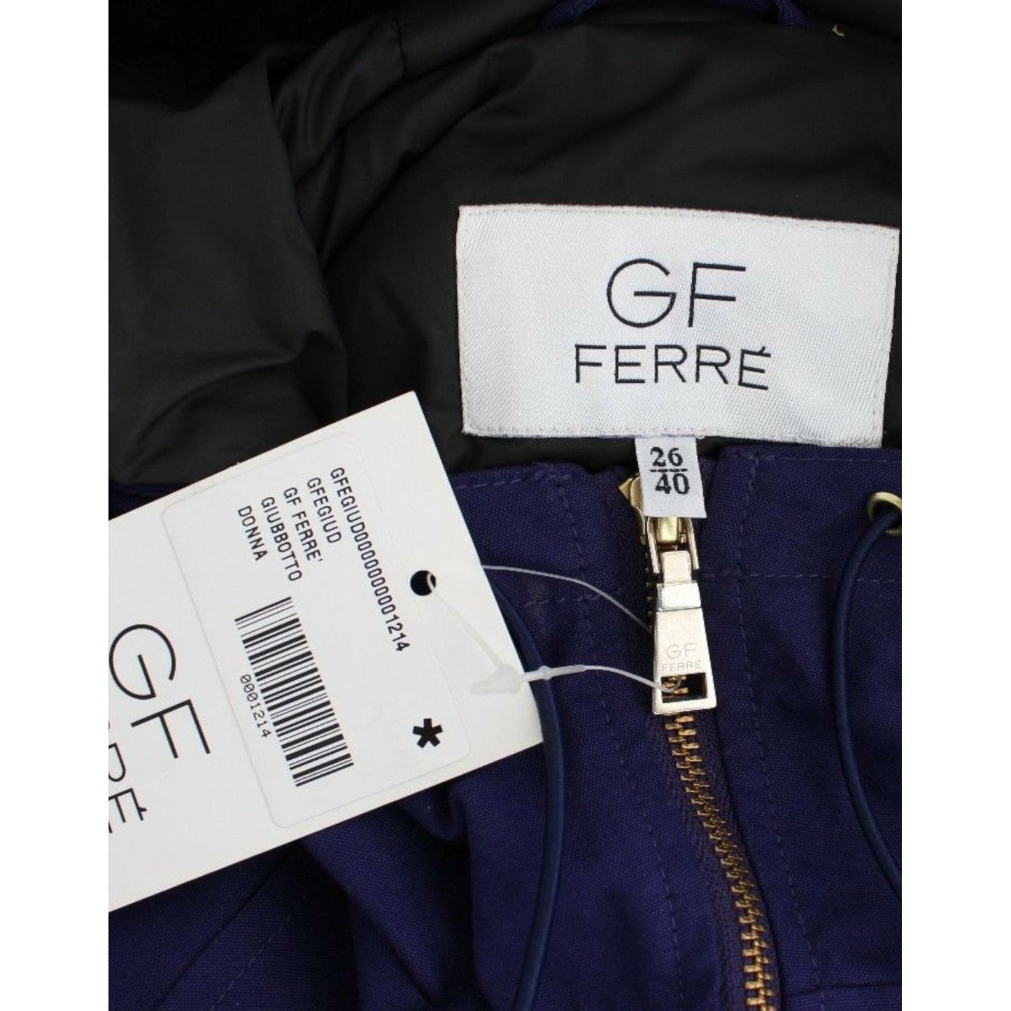 GF Ferre Blue Padded Jacket Hooded Short K-Way GF Ferre
