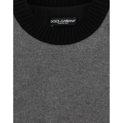 Dolce & Gabbana Gray Black Lace Wool Cashmere Sweater Dolce & Gabbana