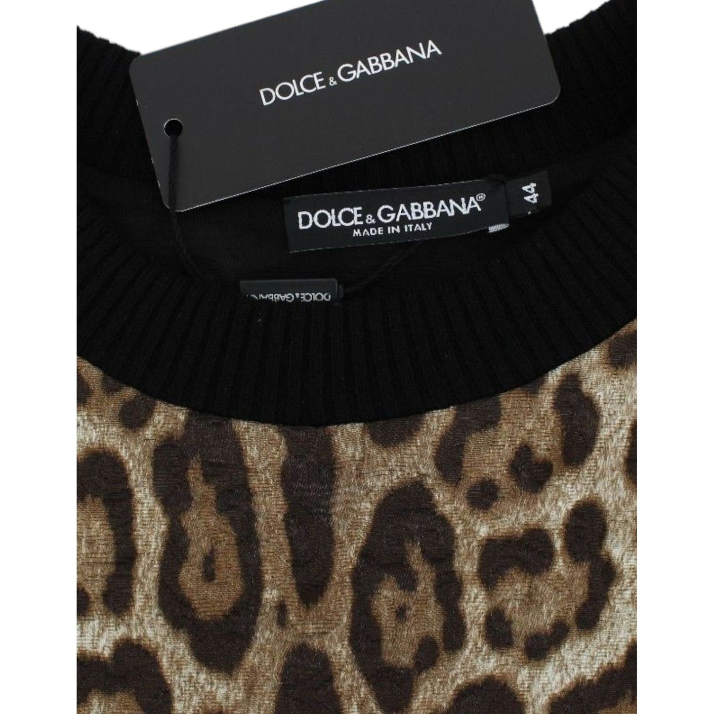 Dolce & Gabbana Leopard Print Crewneck Short Sweater Dolce & Gabbana