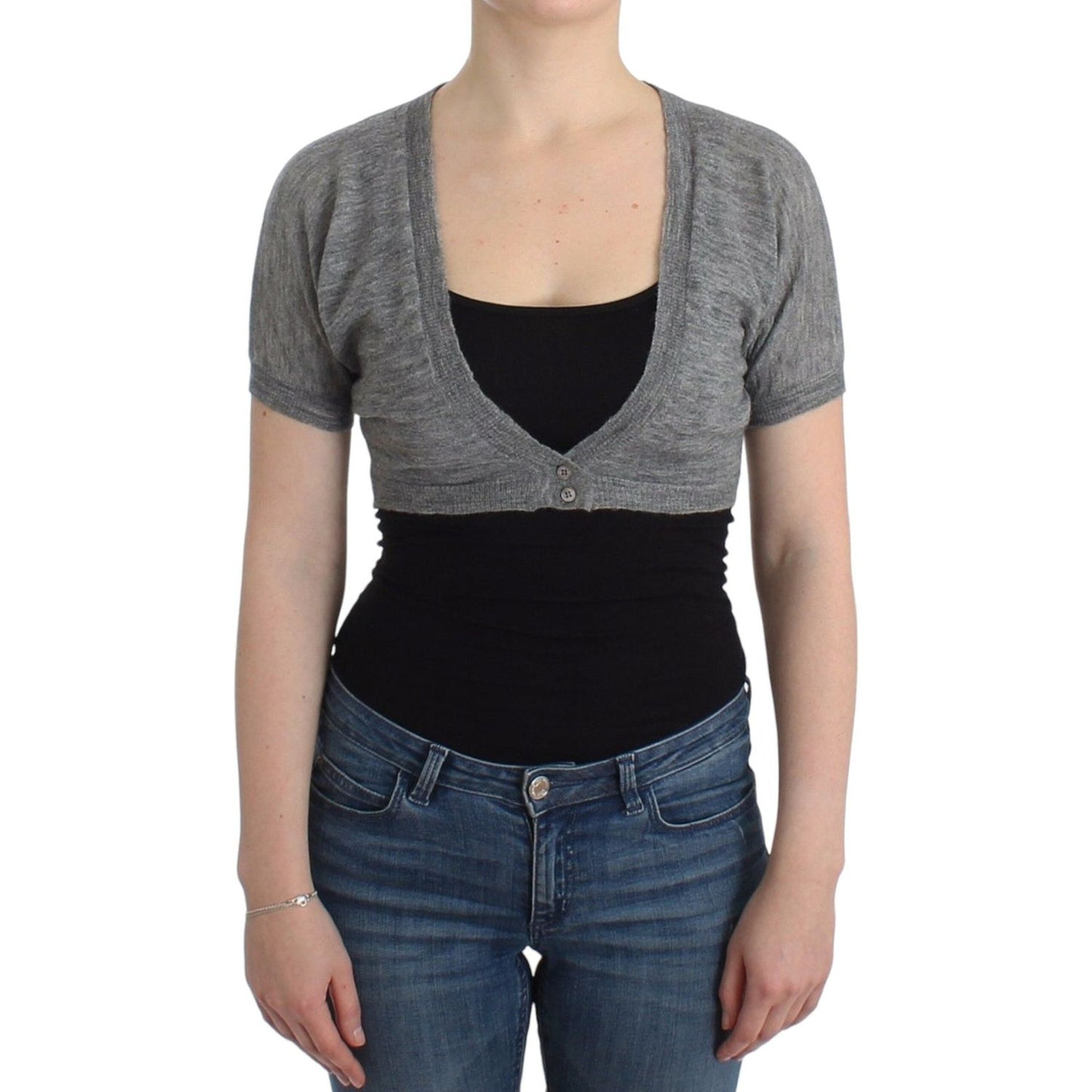 Ermanno Scervino Lingerie Knit Gray Bolero Sweater Cardigan Ermanno Scervino