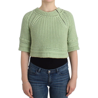 Ermanno Scervino Green Cropped Knit Sweater Knitted Jumper Ermanno Scervino