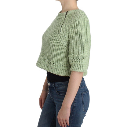 Ermanno Scervino Green Cropped Knit Sweater Knitted Jumper Ermanno Scervino