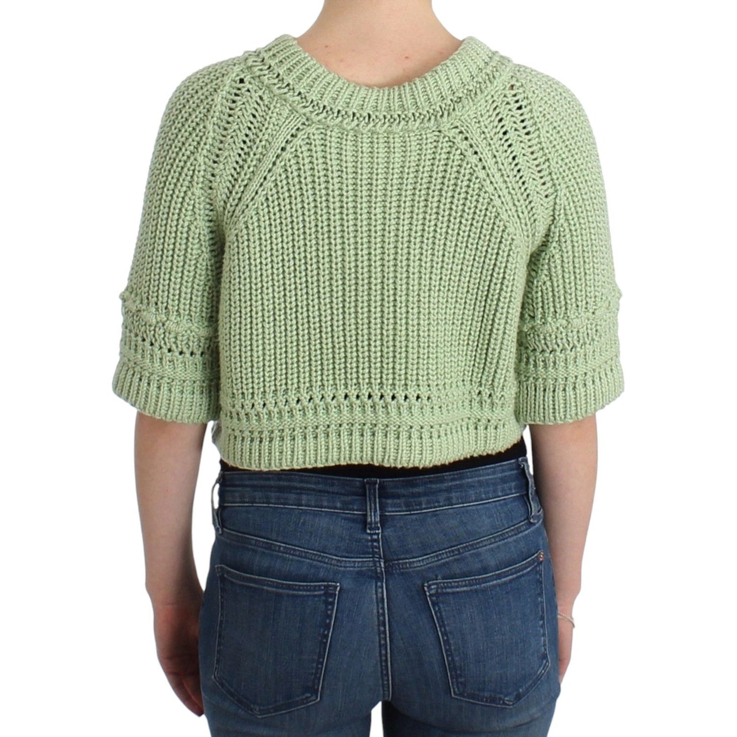 Ermanno Scervino Green Cropped Knit Sweater Knitted Jumper Ermanno Scervino