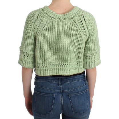 Ermanno Scervino Green Cropped Knit Sweater Knitted Jumper Ermanno Scervino