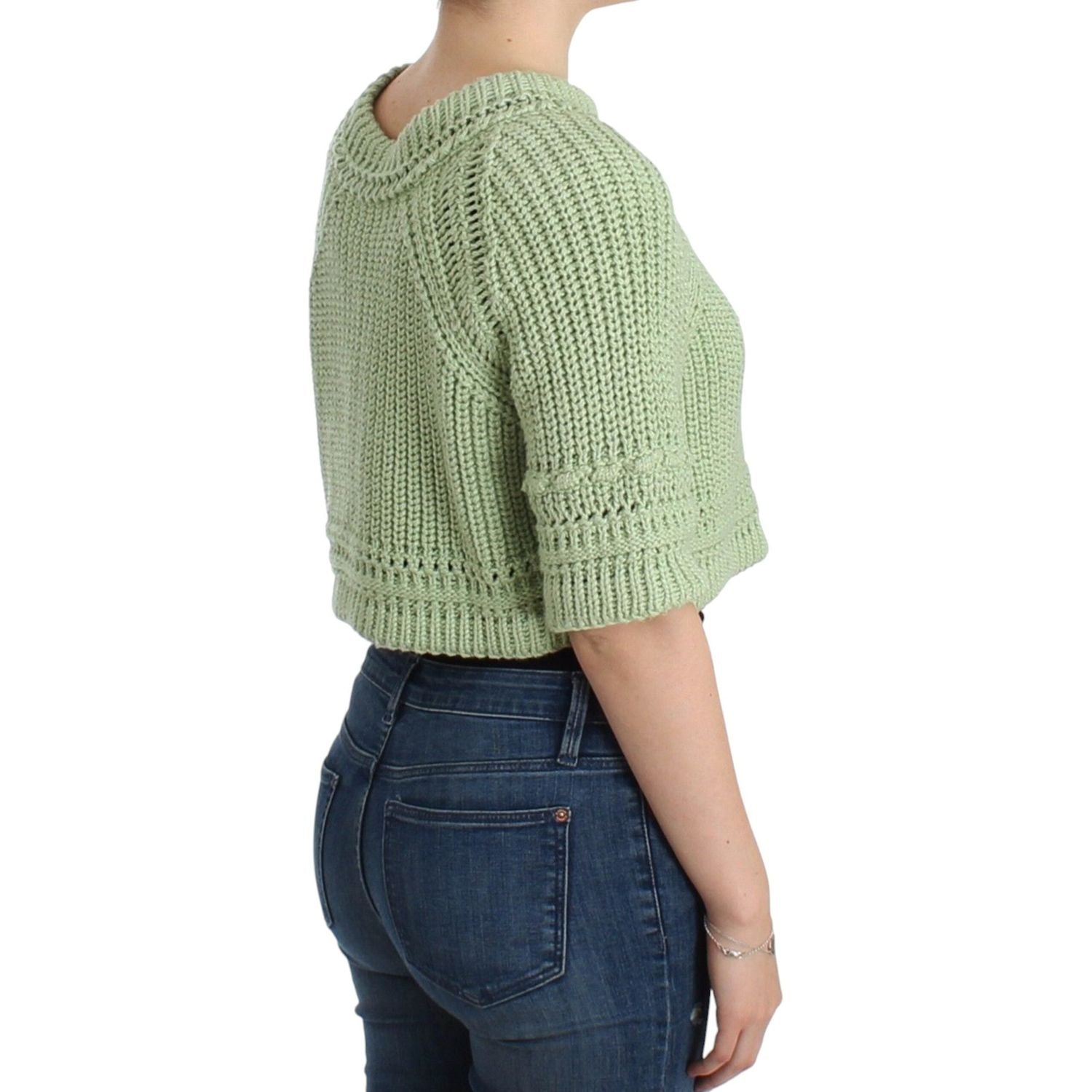 Ermanno Scervino Green Cropped Knit Sweater Knitted Jumper
