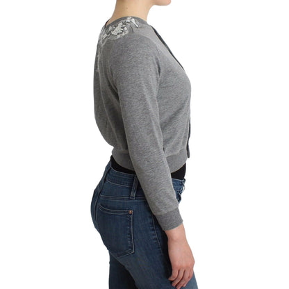 Ermanno Scervino Lingerie Gray Lace Sweater Cardigan Top Ermanno Scervino