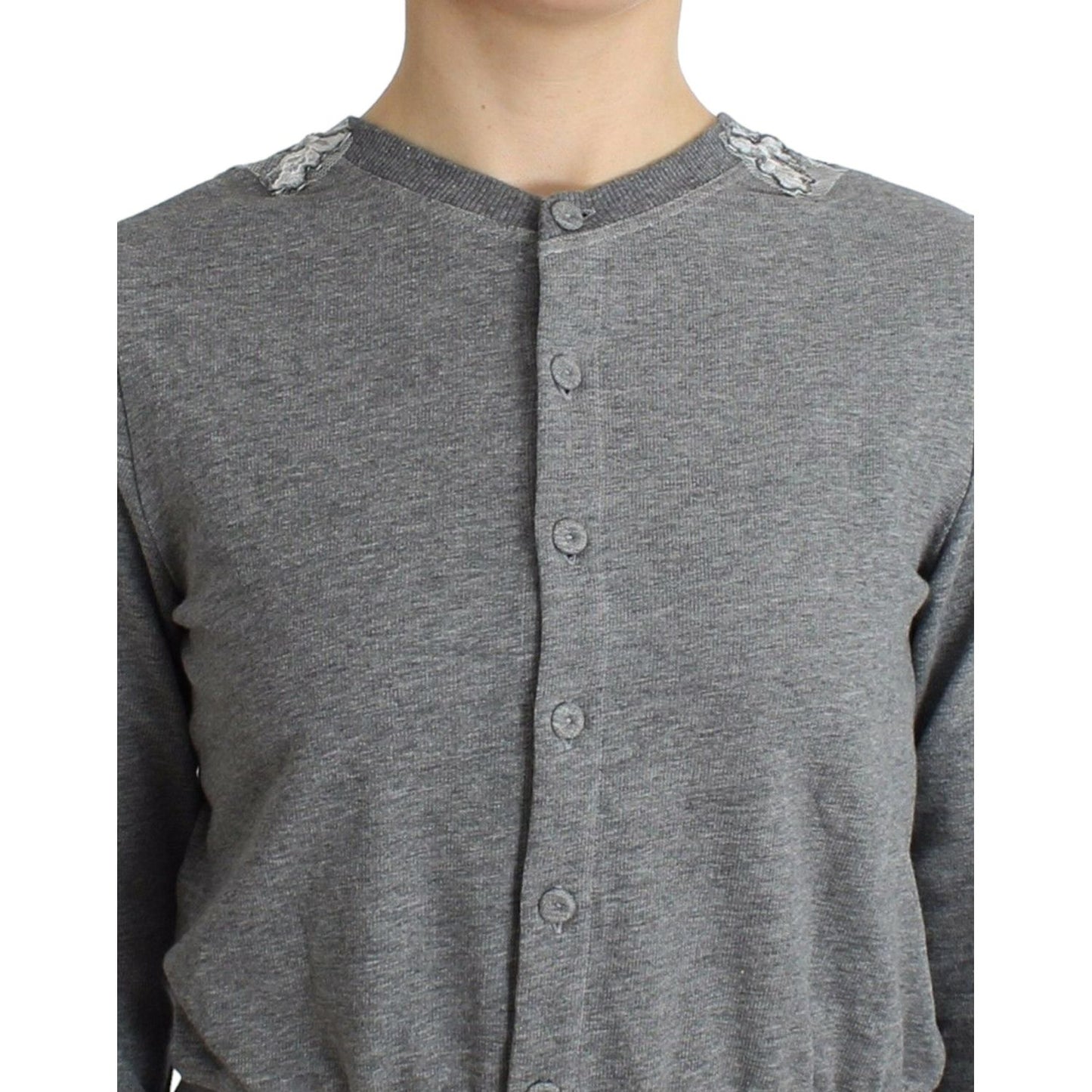 Ermanno Scervino Lingerie Gray Lace Sweater Cardigan Top Ermanno Scervino