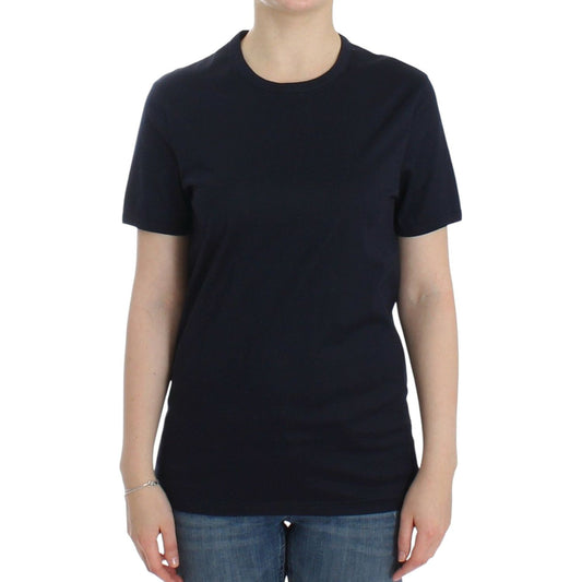 Ermanno Scervino Lingerie Blue Crewneck Cotton Logo T-shirt Ermanno Scervino