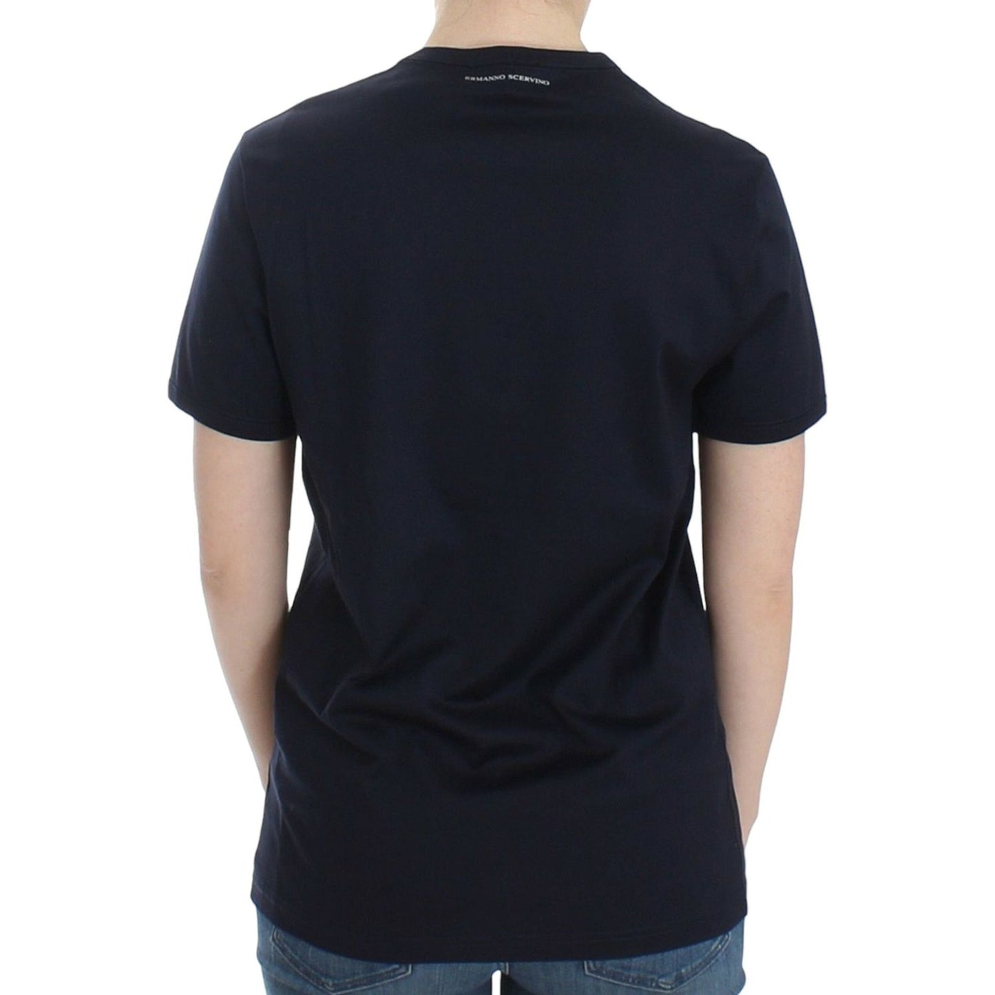 Ermanno Scervino Lingerie Blue Crewneck Cotton Logo T-shirt Ermanno Scervino