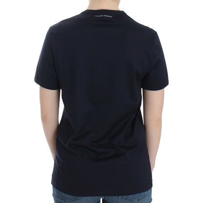 Ermanno Scervino Lingerie Blue Crewneck Cotton Logo T-shirt Ermanno Scervino