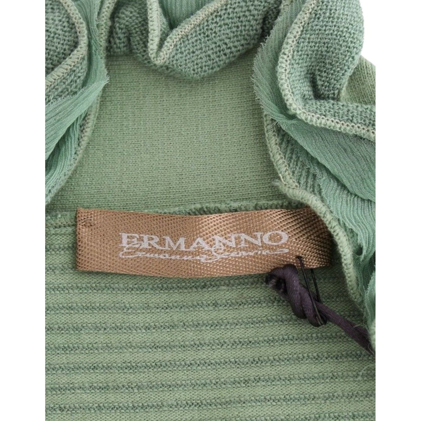 Ermanno Scervino Green Wool Blend Striped Long Sleeve Sweater Ermanno Scervino