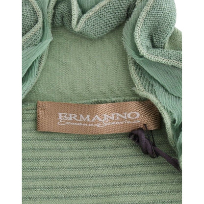 Ermanno Scervino Green Wool Blend Striped Long Sleeve Sweater Ermanno Scervino