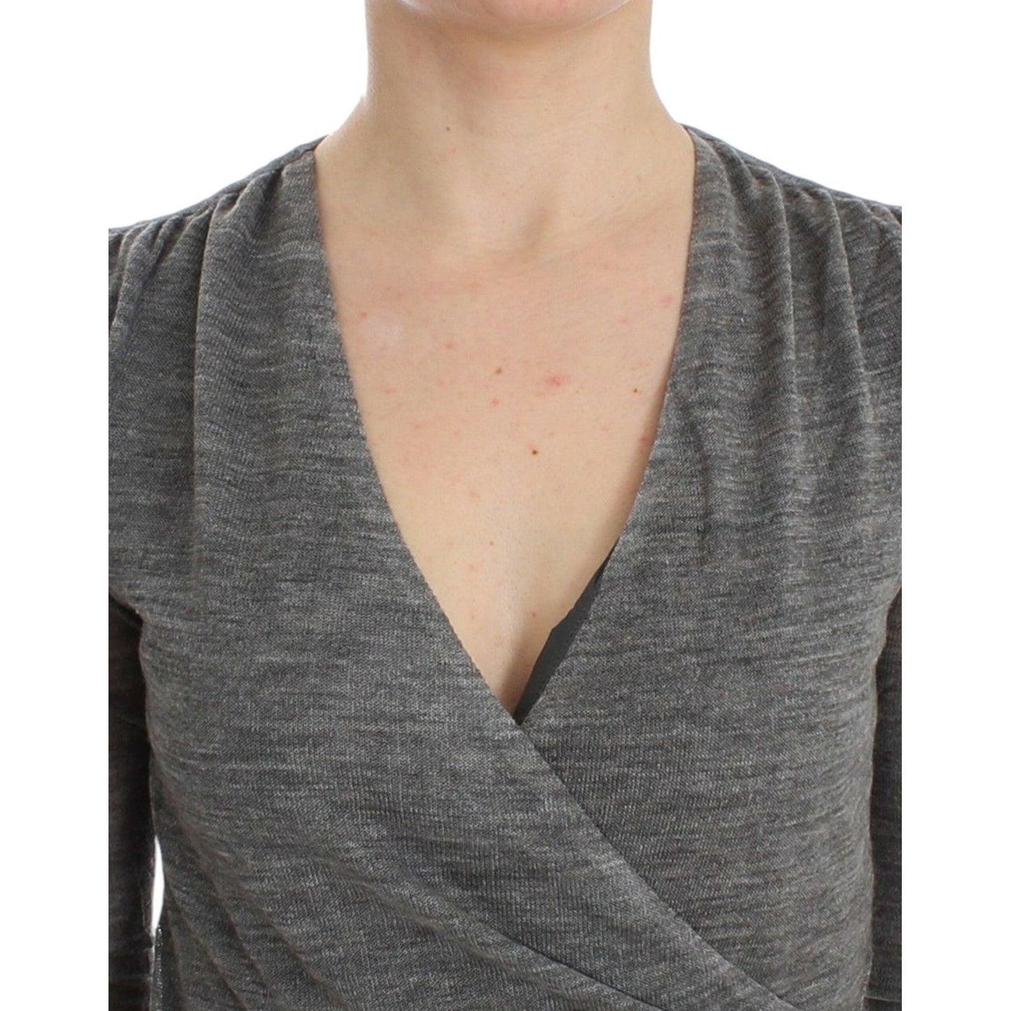 Ermanno Scervino Gray Wool Blend Stretch Long Sleeve Sweater Ermanno Scervino