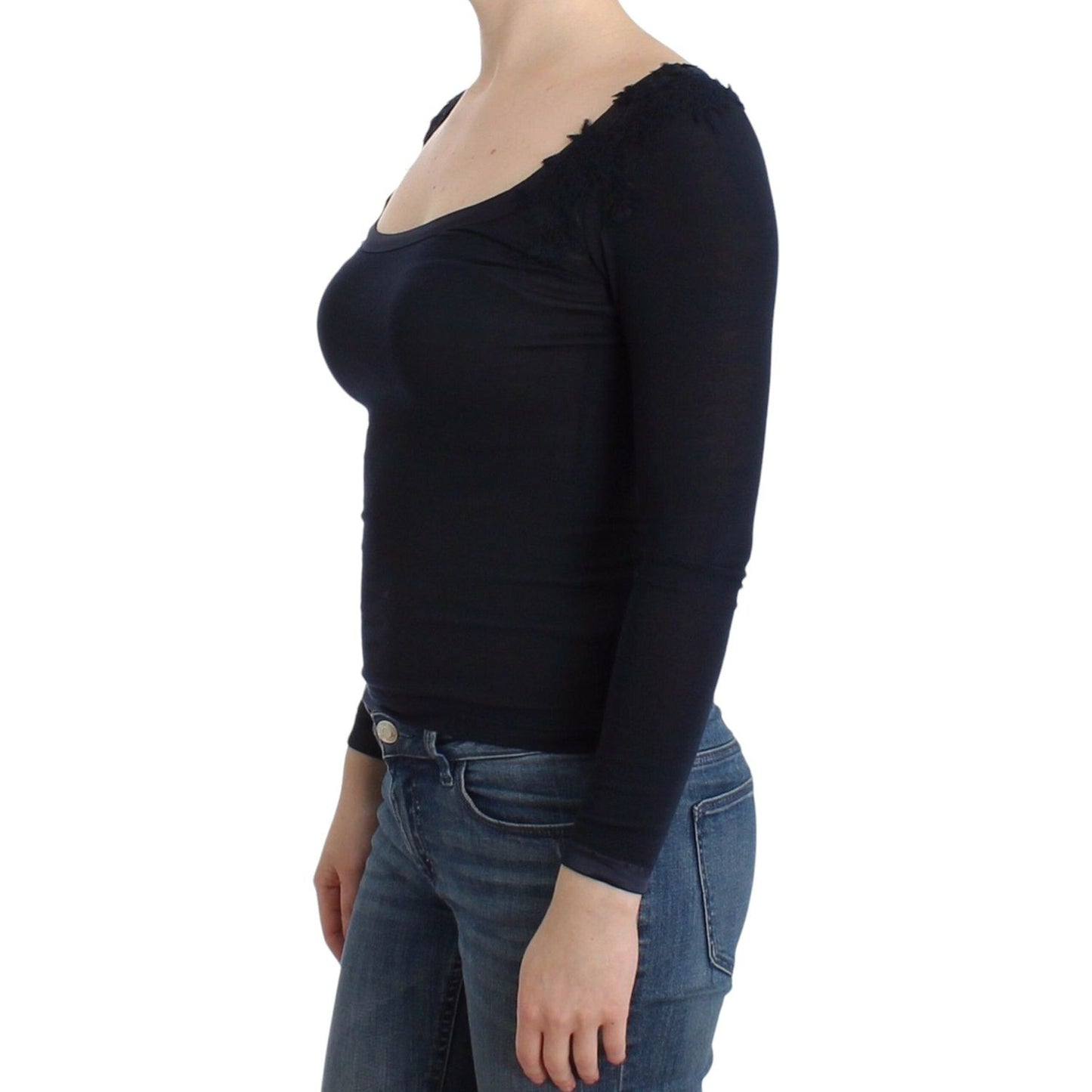 Ermanno Scervino Lingerie Blue Top Blouse Jumper Lace Rayon Ermanno Scervino