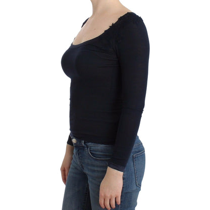 Ermanno Scervino Lingerie Blue Top Blouse Jumper Lace Rayon Ermanno Scervino