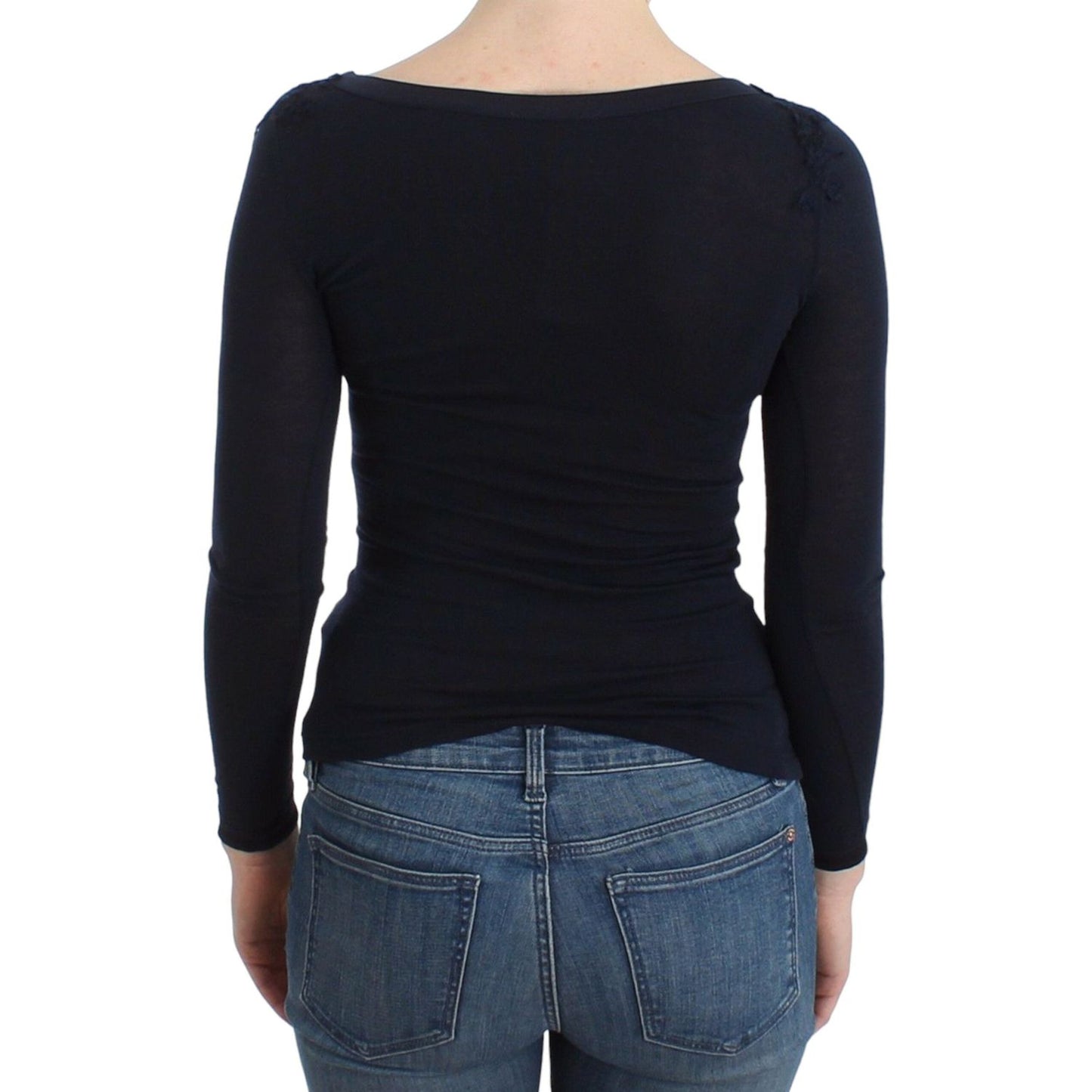 Ermanno Scervino Lingerie Blue Top Blouse Jumper Lace Rayon Ermanno Scervino