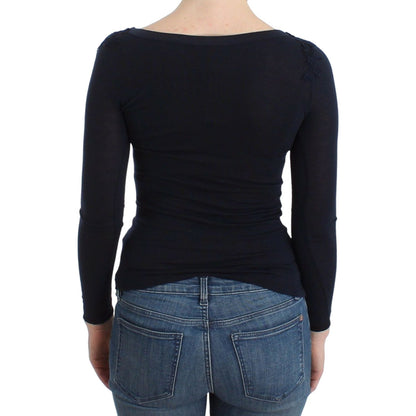 Ermanno Scervino Lingerie Blue Top Blouse Jumper Lace Rayon Ermanno Scervino