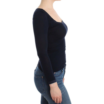 Ermanno Scervino Lingerie Blue Top Blouse Jumper Lace Rayon Ermanno Scervino