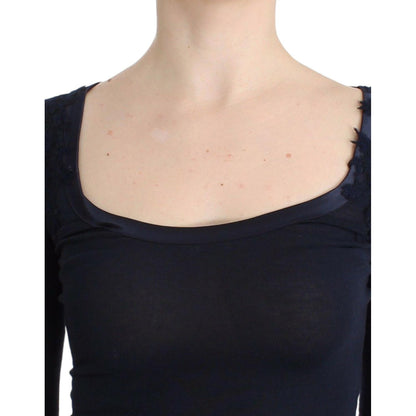 Ermanno Scervino Lingerie Blue Top Blouse Jumper Lace Rayon Ermanno Scervino