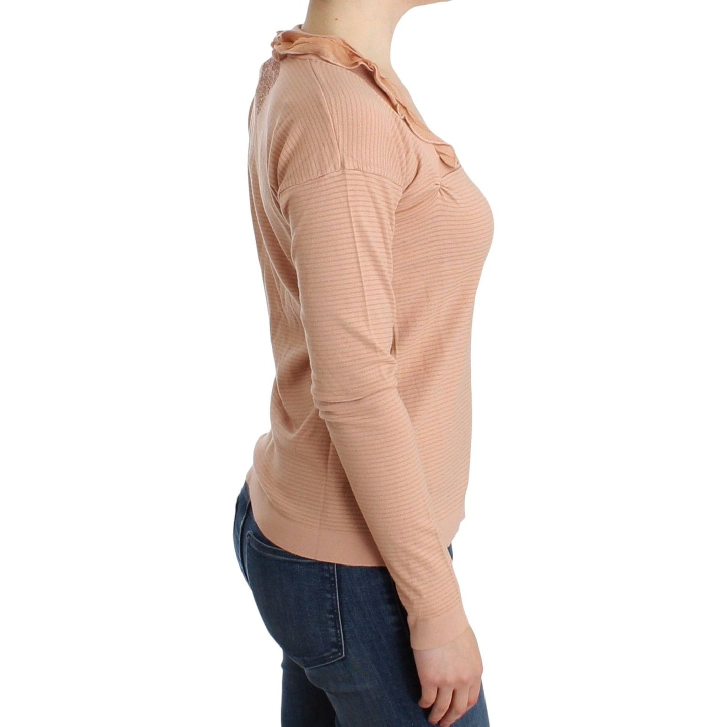 Ermanno Scervino Orange Wool Blend Striped Long Sleeve Top Ermanno Scervino