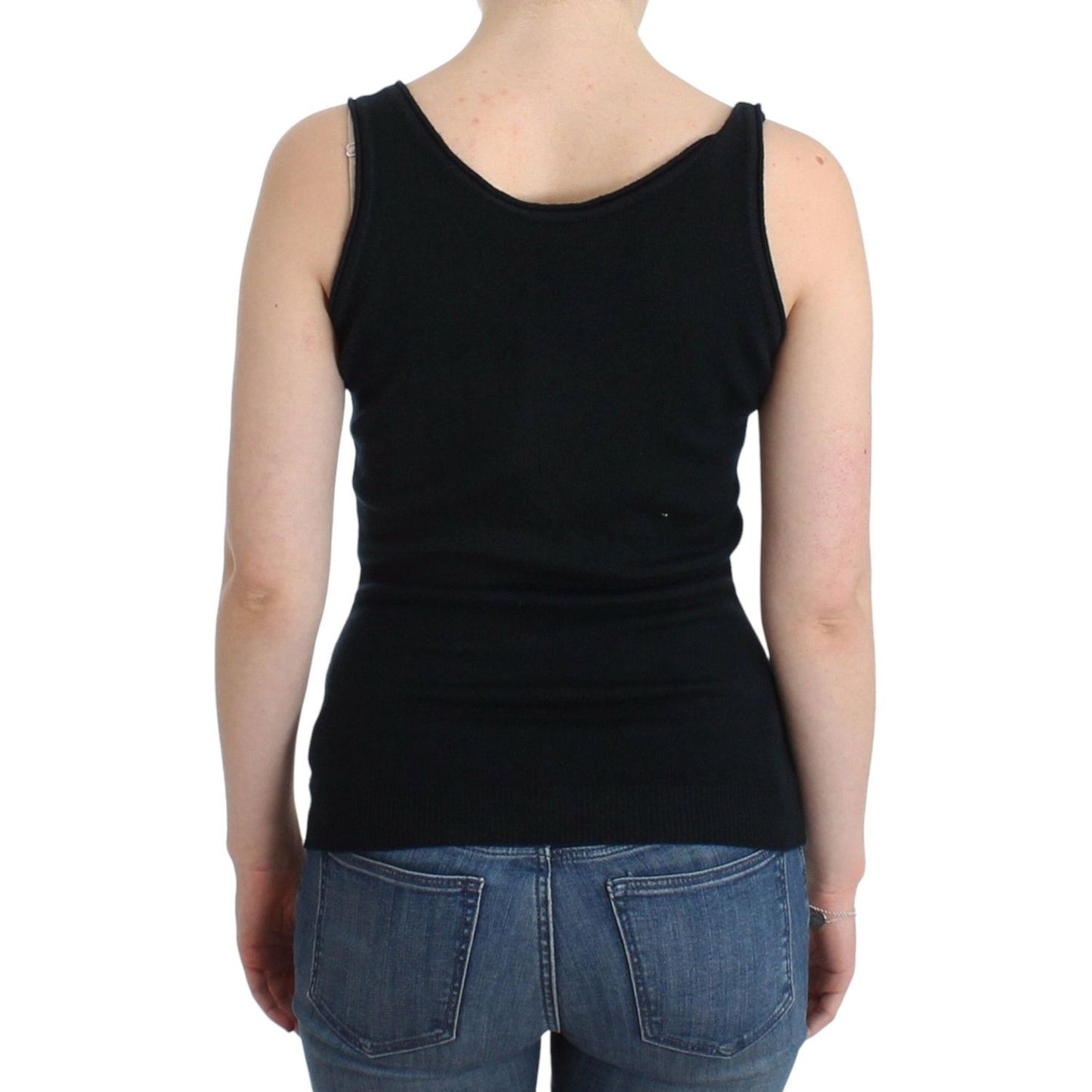 Ermanno Scervino Black Knit Top Knitted Sweater 100% Cashmere Ermanno Scervino