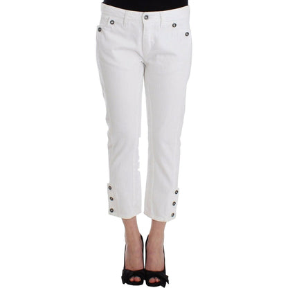 Ermanno Scervino White Cropped Jeans Denim Pants Branded Capri Ermanno Scervino