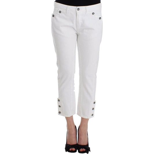 Ermanno Scervino White Cropped Jeans Denim Pants Branded Capri Ermanno Scervino