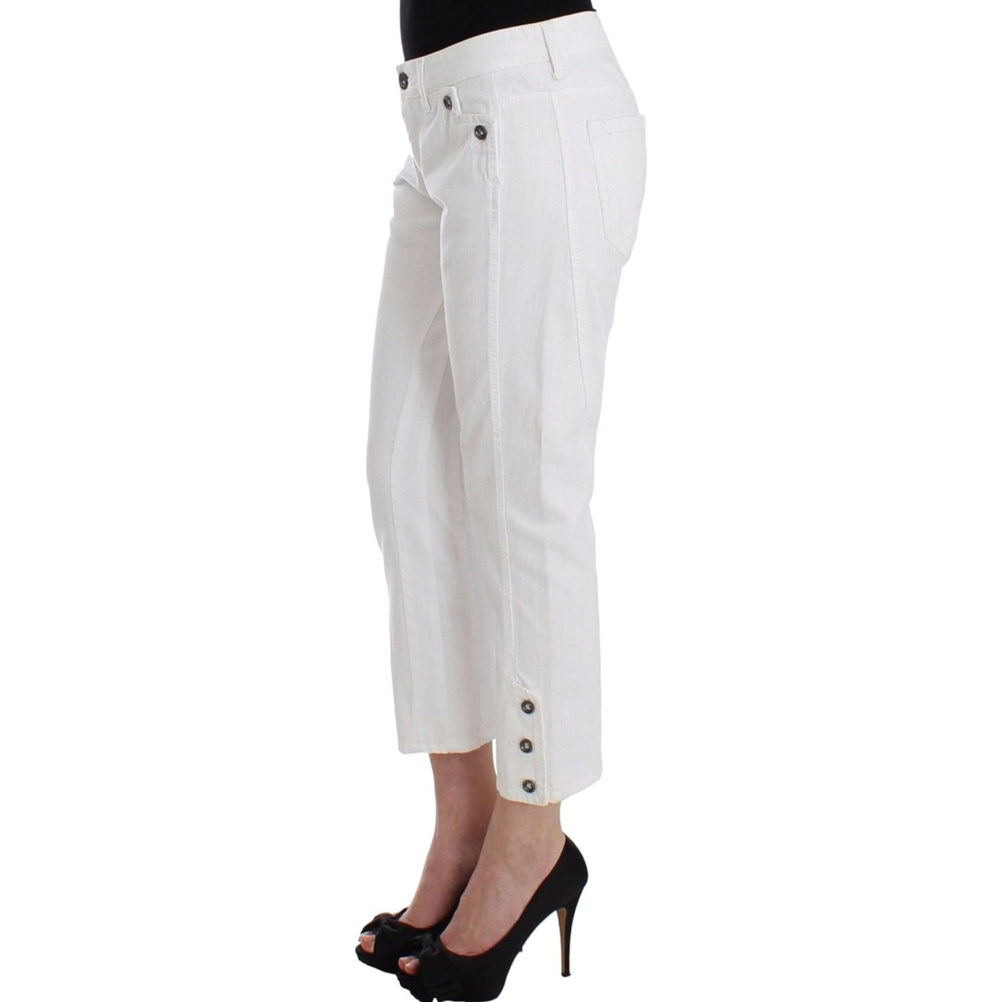 Ermanno Scervino White Cropped Jeans Denim Pants Branded Capri Ermanno Scervino