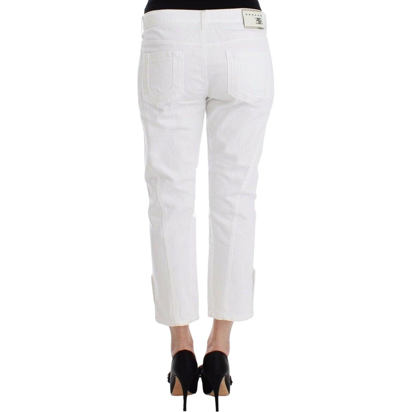 Ermanno Scervino White Cropped Jeans Denim Pants Branded Capri Ermanno Scervino