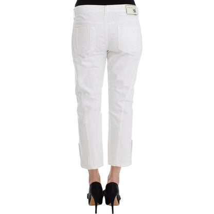 Ermanno Scervino White Cropped Jeans Denim Pants Branded Capri Ermanno Scervino