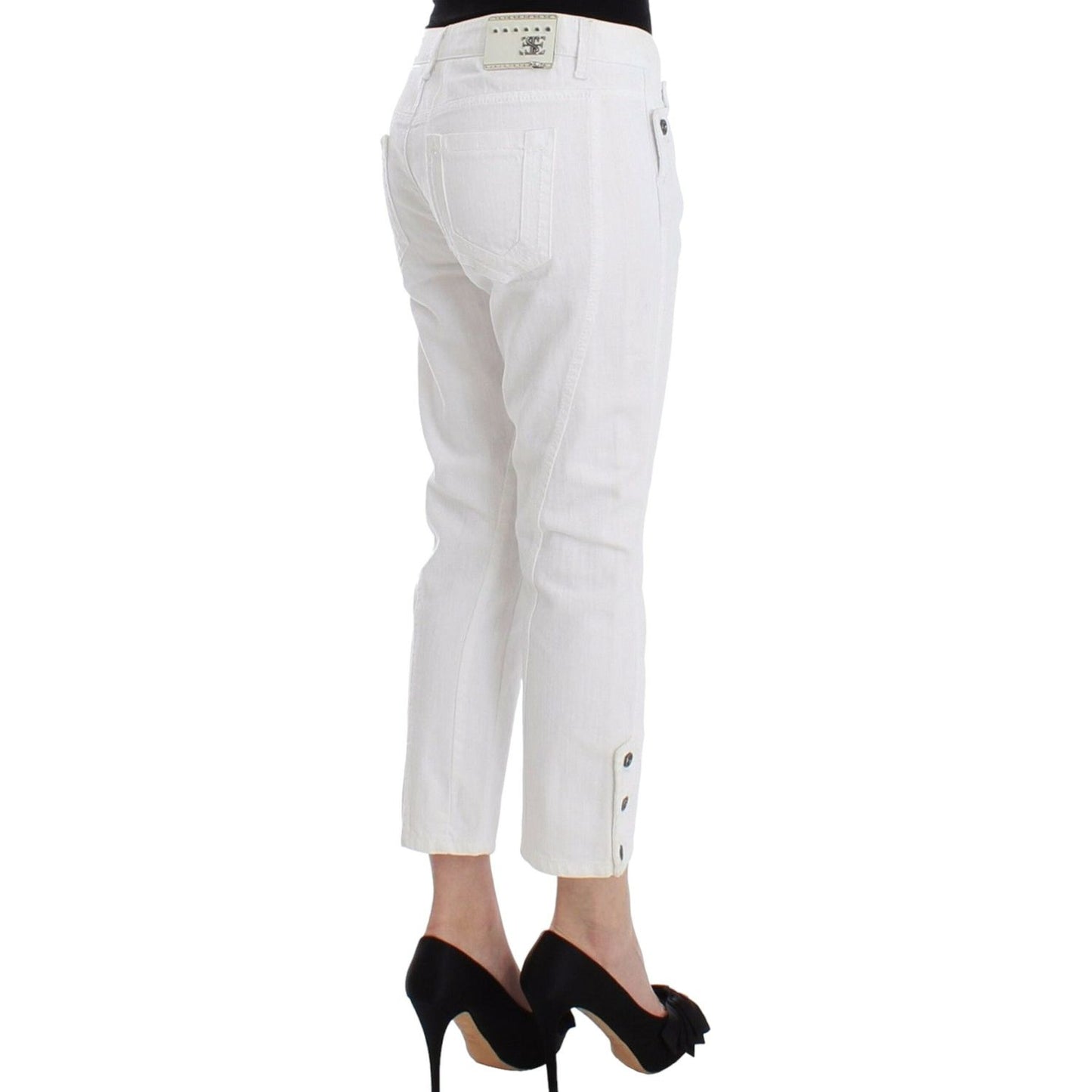Ermanno Scervino White Cropped Jeans Denim Pants Branded Capri Ermanno Scervino