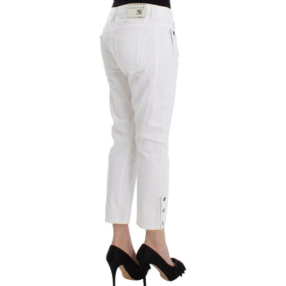 Ermanno Scervino White Cropped Jeans Denim Pants Branded Capri Ermanno Scervino