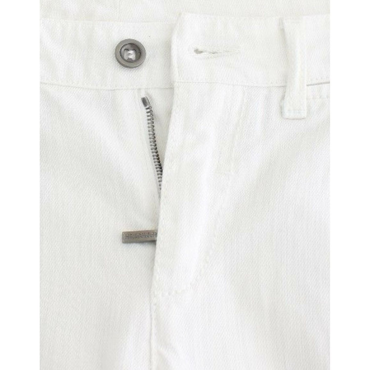 Ermanno Scervino White Cropped Jeans Denim Pants Branded Capri Ermanno Scervino