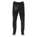 Trussardi Black Lamb Leather Men Trouser Trussardi Dark Slate Gray