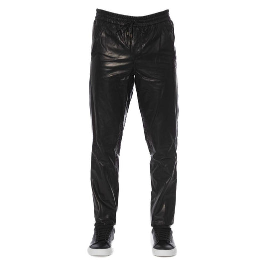 Trussardi Black Lamb Leather Jeans & Pants