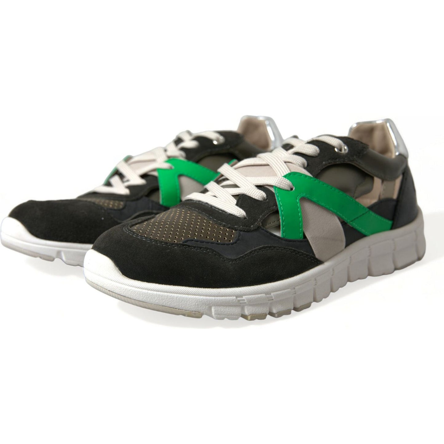 Dolce & Gabbana Multicolor Leather Suede Low Top Sneakers Shoes 1728,67345645728,Dolce & Gabbana,EU41/US8,Low Tops - Sneakers - Shoes,Material: 61% Polyester 28% Calfskin Leather 8% Nylon 3% Cotton,Men,Men - Shoes,Multicolor,New with tags,Shoes,Sneakers -