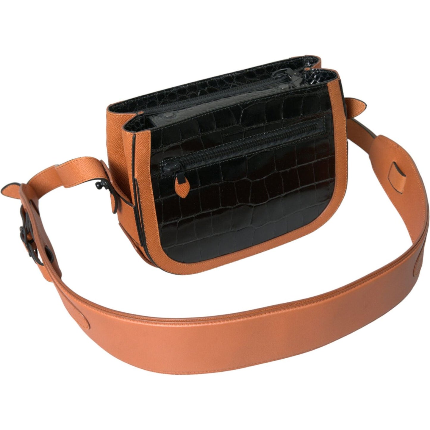 Balenciaga Black Brown Exotic Skin Leather Shoulder Camera Purse Bag