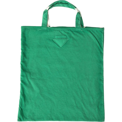 Prada Green Jersey Fabric Logo Shoulder Shopping Tote Shopping Bag
