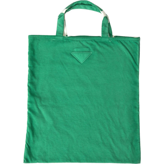 Prada Green Jersey Fabric Logo Shoulder Shopping Tote Shopping Bag Prada