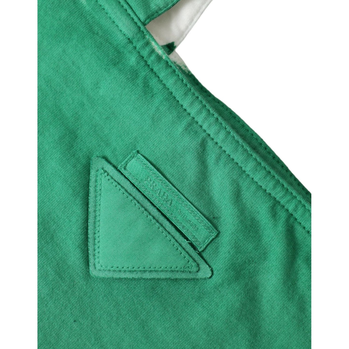Prada Green Jersey Fabric Logo Shoulder Shopping Tote Shopping Bag
