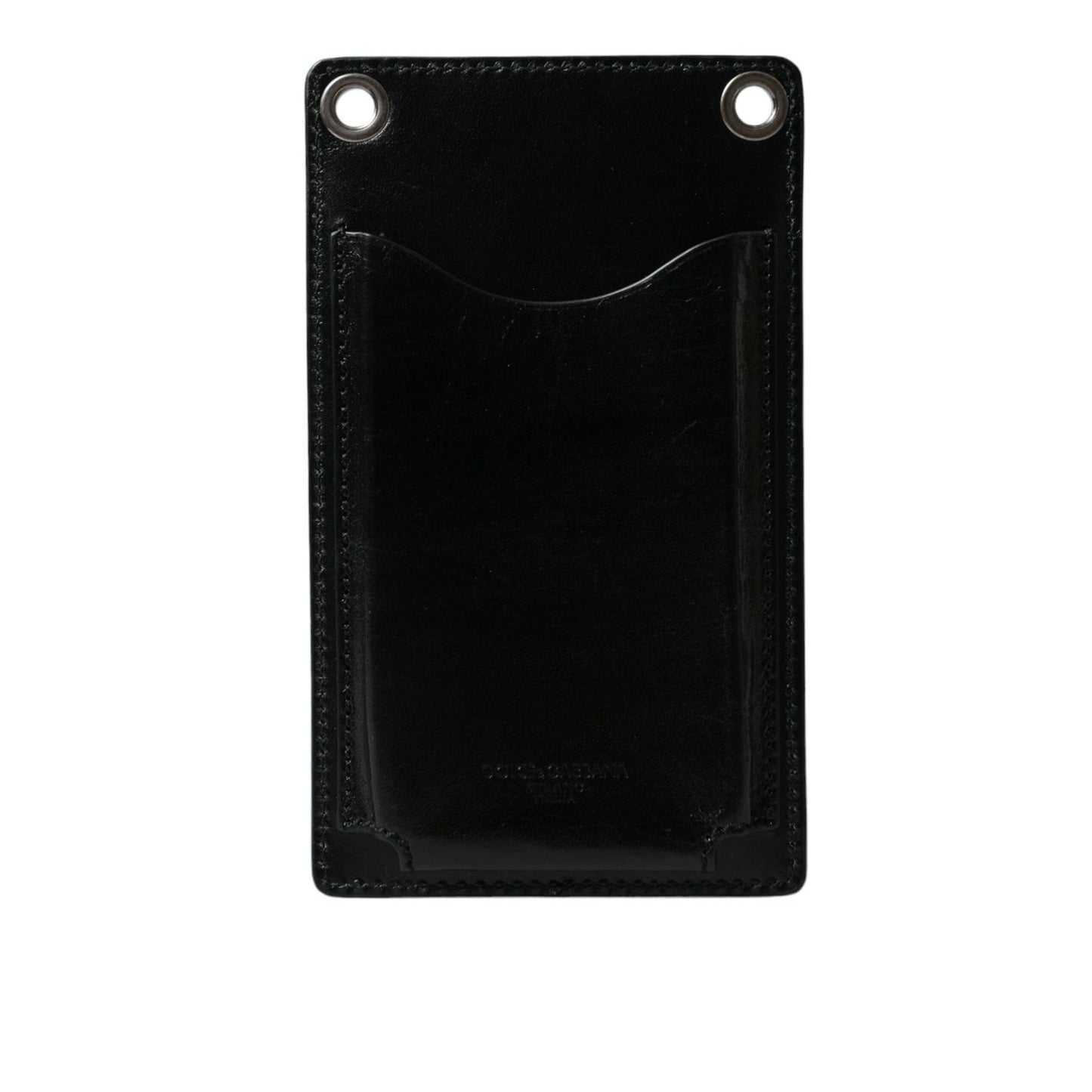 Dolce & Gabbana Wallet Black Horse Leather Zip Logo Cross Body Phone Slot