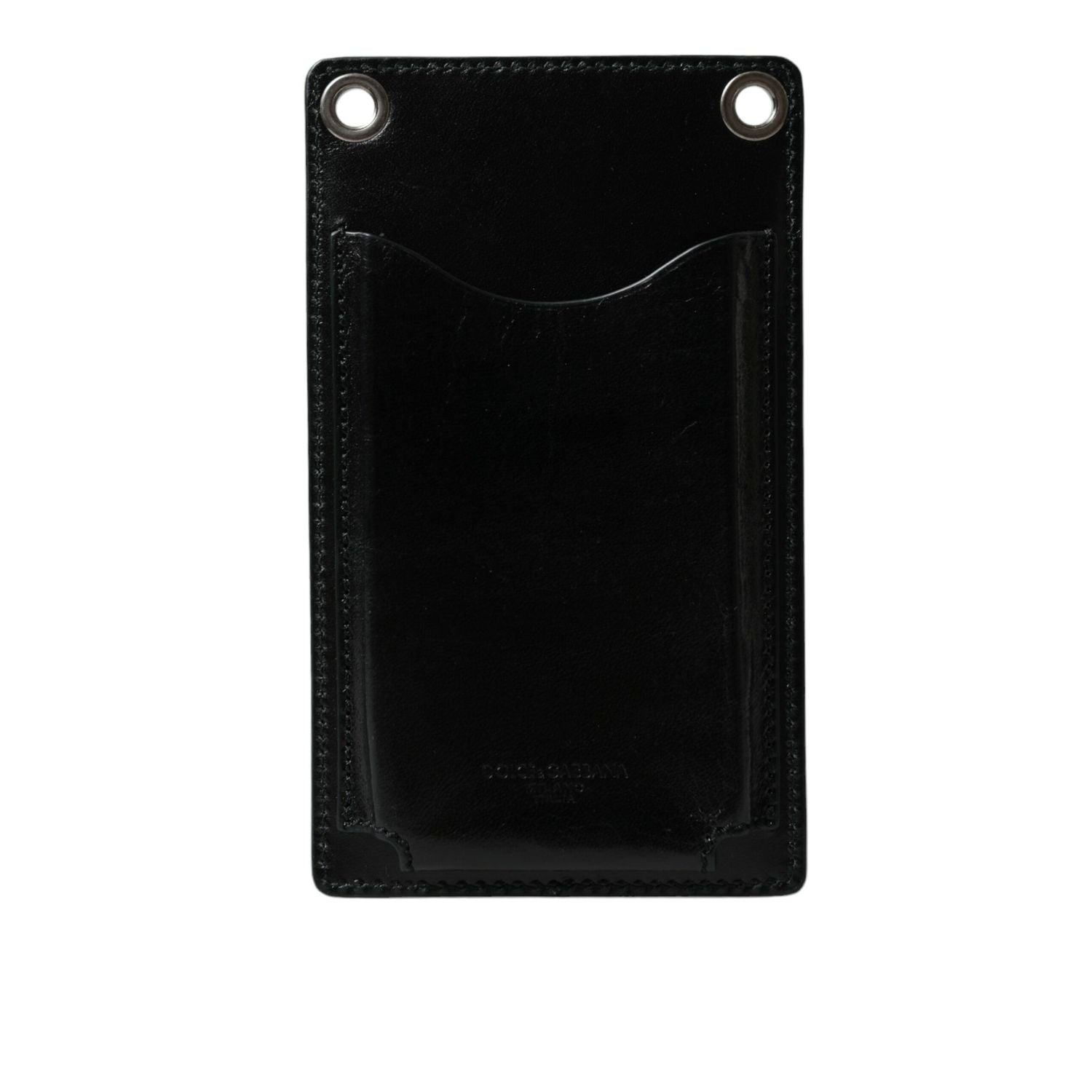 Dolce & Gabbana Wallet Black Horse Leather Zip Logo Cross Body Phone Slot