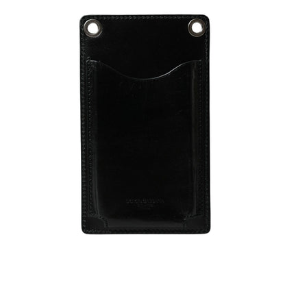 Dolce & Gabbana Wallet Black Horse Leather Zip Logo Cross Body Phone Slot