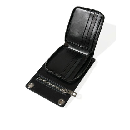 Dolce & Gabbana Wallet Black Horse Leather Zip Logo Cross Body Phone Slot